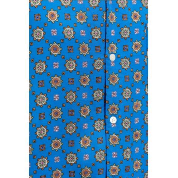 ALLSAINTS Emblem Patterned Relaxed Fit Short Sleeve Blue Shirt NOWT - Picture 5 of 7